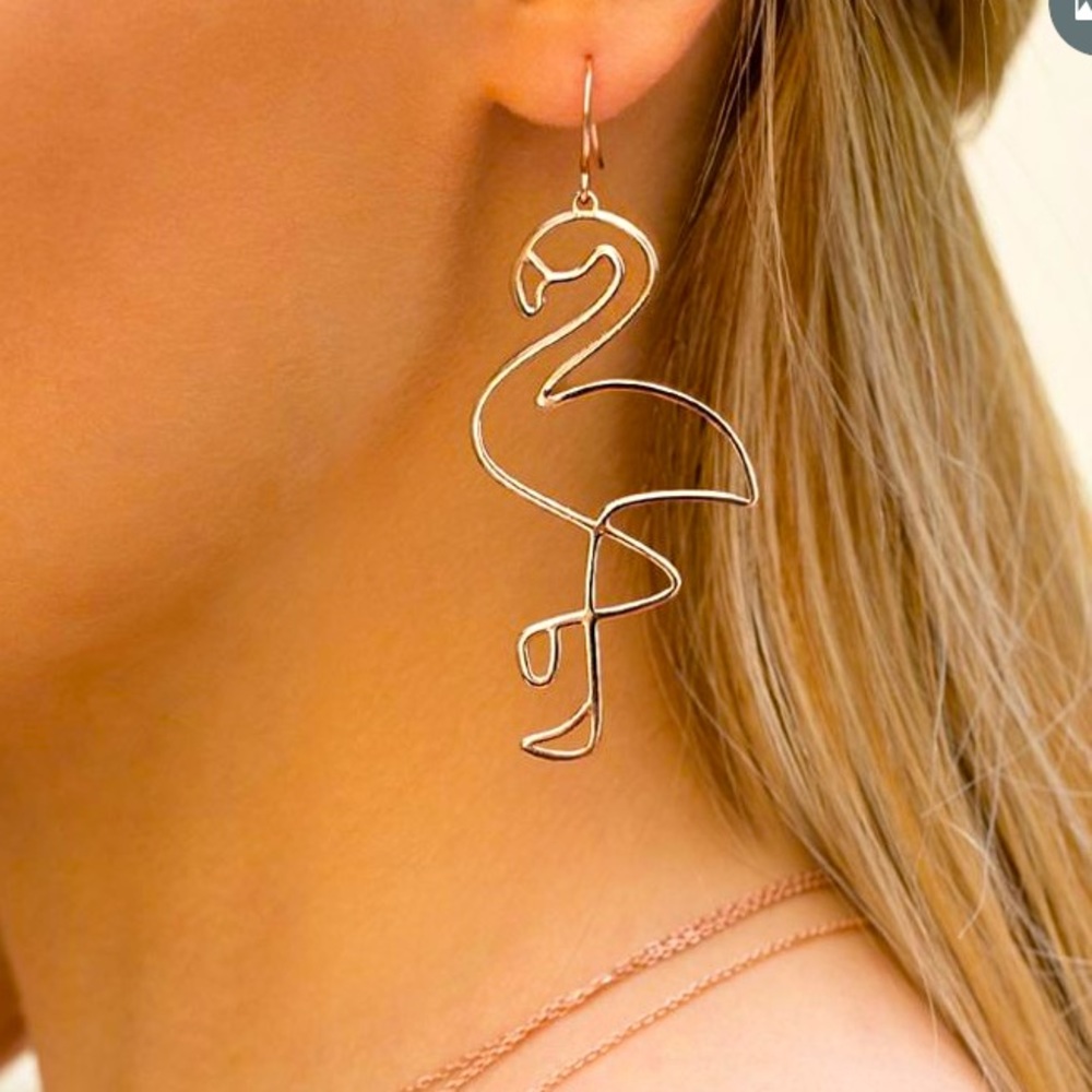 Rose gold flamingo earrings!